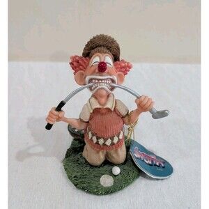 Vintage 1997 SLAPSTIX GOLFER Clown with Club in his Mouth Figurine 4.5 Inch
